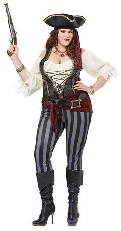 Plus Size Brazen Buccaneer Pirate Costume - Candy Apple Costumes - New 2017-2018 Costumes Plus Size Pirate Costume, Plus Size Pirate, Jailbird Costume, Adult Pirate Costume, Pirate Crew, Female Pirate Costume, Pirate Halloween Costumes, California Costumes, Plus Size Costume