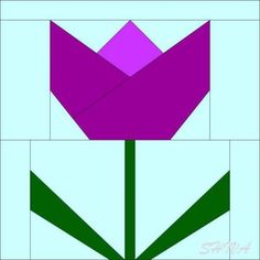 an origami flower is shown in purple and green