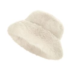 Wide Brim Hat With Faux Fur Lining, Faux Fur Trimmed Hat With Short Brim, White Hat With Faux Fur Lining For Winter, Faux Fur Hats With Short Brim, Adjustable Faux Fur Hats With Lining, Faux Fur Hat With Short Brim, Faux Fur Hat With Plush Lining For Cold Weather, Adjustable Faux Fur Brimmed Hat, White Fluffy Hat