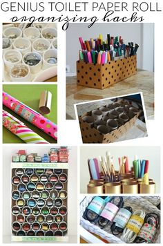 the collage shows different types of toilet paper rolls and other things in their holder