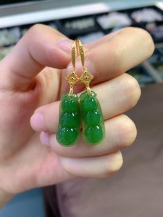 A Pair Chinese Green Hetian Jade Bean Shape Earrings Dimension:  23.2x9.9x4.2(mm)    0.91x0.39x0.17(inches) Chinese Jade Jewelry, Chinese Jade Pendant, Chinese Green, Chinese Greens, Chinese Jade, Hetian Jade, Jade Earrings, Jade Jewelry, Jade Pendant