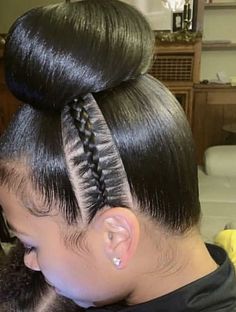 Mid Length Hair Ponytail Hairstyles, Updo Styles For Black Women, Sleek Ponytail Hairstyles, Pony Tails, Two Braids, Natural Hair Updo