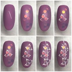 Flower Nail Art Tutorial, Nail Art Fleur, Nagellack Trends, Purple Nail, Flower Nail Designs, Floral Nail Art, Flower Nail, Flower Nail Art