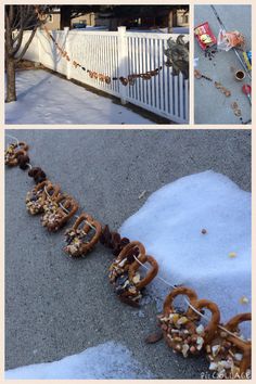 there are many different pictures of chains on the ground