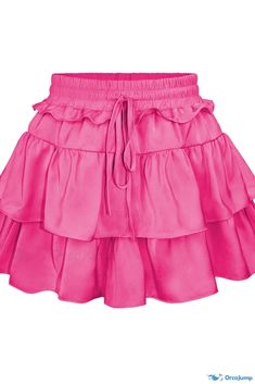 Orcajump - Fashionable Sexy Ruffled Hem Mini Skirt Casual Half Skirt Skirt Casual, Half Skirt, Skirt Skirt, Matte Satin, Color Fabric, Cute Fits, Ruffle Skirt, Types Of Skirts, Ruffle Hem