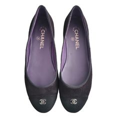 100% Authentic. Brand New With Dust Bag. **Shoes Were Originally Purple Before Having Them Professionally Dyed Black. Shoes Chanel, Patent Leather Loafers, Swim Shoes, Leather Ballet Flats, Chanel Black, Cc Logo, Ballet Flat Shoes, Chanel Shoes, Chanel Ballet Flats