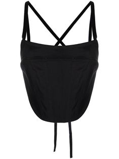 backless corset top from ROSETTA GETTY featuring jet black, cotton, square neck, backless, rear tie fastening and corset style. Backless Corset, Corset Top Black, Rosetta Getty, Black Characters, Fashion Design Clothes, Corset Style, Athletic Outfits, Kpop Outfits, Corset Top