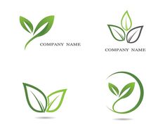 four green leaf logos on white background