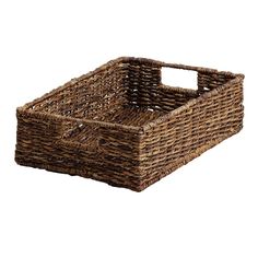 a wicker basket with two handles