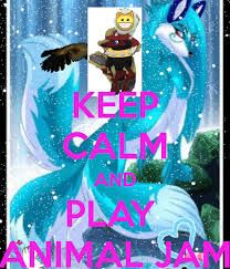 an animal jam poster with the words keep calm and play