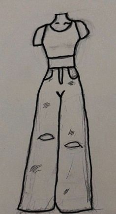 a drawing of a woman's top and pants with her hands on her hips