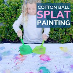 Splat Painting, Trains Preschool, Cotton Ball Crafts, Toddler Daycare, Art Activities For Toddlers, Childcare Activities, Painting Activities