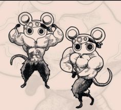 two cartoon mouses with their arms crossed