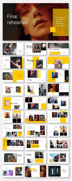 an image of a yellow and black webpage with lots of different images on it