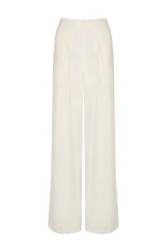 100% Linen Trousers In White High waisted Wide leg design Pleat detail to front and back waistband Flat front design with side zip fastening Fully lined Model is 175cm / 5"7 and wears XS Cold hand wash Measurements XS - Waist (66cm) | Hip (90cm) | Inside Leg (81cm) Rise (34cm) S - Waist (70cm) | Hip (94cm) | Inside Leg Chic Wide Leg Bottoms With Concealed Fastening, Formal Wide Leg Bottoms With Concealed Front Fastening, Chic Formal Pants With Concealed Front Fastening, Formal White Wide Leg Pants With Belt Loops, Workwear Straight Pants With Concealed Front Fastening, Formal Wide Leg Pants With Concealed Fastening, Elegant White Wide Leg Pants With Belt Loops, Elegant High-waisted Pants With Concealed Front Fastening, Formal White Bottoms With Belt Loops