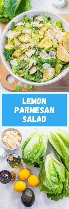 lemon parmesan salad with lettuce and other ingredients