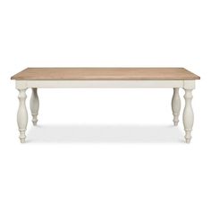 a white table with wooden top and legs