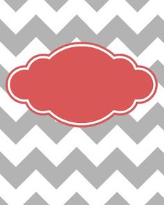 a red cloud on a gray and white chevron background