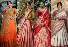 These 10 designer bridal half-sarees are sure to captivate every bride’s heart! South Indian Bridal Jewellery, Simple Mehendi Designs, Formal Saree, Sangeet Outfit, Saree Draping Styles, Half Sarees, Modern Saree, Sari Dress