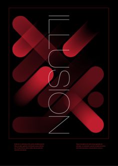 an abstract poster with the word passion in red and white on a black background that reads,