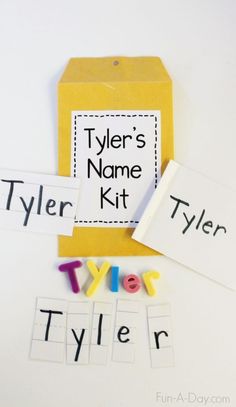 the name tyler's name kit is displayed next to some cut out letters