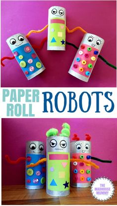 Recycled Robot Craft Preschool, Tp Roll Crafts For Kids, Robot Craft Ideas, Robot Crafts, Recycling Activities For Kids, Junk Modelling, Recycling Activities