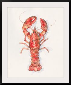 a watercolor painting of a lobster