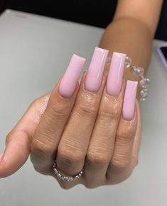 Pink Under Nails, Medium Acrylic Nails Pink, Simple Medium Nails, Medium Nails Acrylic Square, Simple Medium Acrylic Nails, Medium Square Acrylic Nails Simple, Track Nails, Baddie Nails