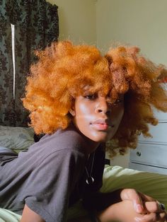 Orange Afro Hair Black Women, Afro Colored Hair, Afro Dyed Hair, Dyed Natural Hair Ginger, Ginger Hair Black Women Natural, 4c Dyed Hair Natural