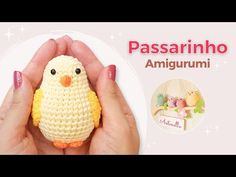 a person holding a small crocheted bird in their hands with the caption passarino amigurmi