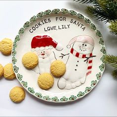 cookies for santa and snowmen on a plate