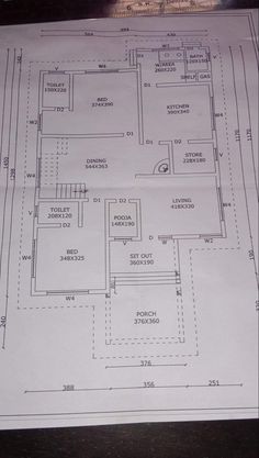 a blueprint shows the floor plan for a house