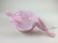 "New. Mosser Glass Pink Crown Tuscan Bathing Beauty Soap/ Trinket Dish. Measures 9\" Long x 3\" High. Hand pressed by Glass Artisans in Cambridge, Ohio, USA." Dimension Art, Cambridge Ohio, Flint Glass, Hens On Nest, Rose Bath, Pink Crown, Bathing Beauty, Soap Dishes, House Things