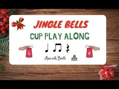 a sign that says, cup play along with music notes and christmas decorations around it