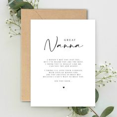 a greeting card with the words great nama written in black ink on white paper