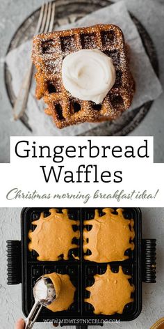 gingerbread waffles with frosting on top