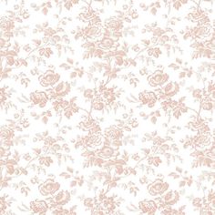 a white and pink floral wallpaper with roses on the side, in an old fashion style