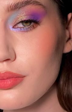 Blue Pink And Purple Makeup, Eras Makeup Look, 1989 Inspired Makeup, 1989 Era Makeup, The Eras Tour Makeup Ideas, 1989 Makeup, The Eras Tour Makeup, Watercolor Eyeshadow, Eras Tour Makeup