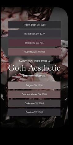 an advertisement for paint colors for a goth aesthetic