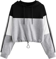 Material: Polyester Item Type: Sweater Gender: Woman US Size: S, M, L, XL, XXL Color: Red, Gray, Blue Style: Casual Korean Outfits Street Styles Kpop, Sweatshirt Crop Top, Korean Outfit Street Styles, Crop Top Sweatshirt, Fashion Hoodies, Sweater Fits, Casual Stripes, Branded Sweatshirts, Women Hoodies Sweatshirts