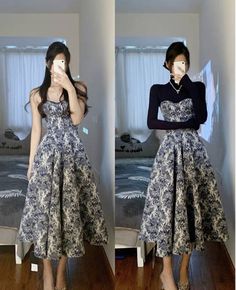 Blue Dresses Classy, Promiscuous Outfits, Kdrama Inspired Outfits, Layered Dress Outfit, Aesthetic Korean Fashion, Korean Airport Fashion, Fashion Outfit Ideas, Aesthetic Korean, Dress Layer