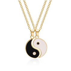 PRICES MAY VARY. Personalize BFF Ying And Yang Pendant Necklace and Bracelet. They are good matching puzzle couples relationship necklaces. Material: Stainless steel, Hypoallergenic, Free of Lead and Nickle, high polished and thick white gold plating, Fadeless and Durable. Chain Size: size show on the picture. Fashion Yin Ying Couples Necklaces Style for both Women And Mens. Perfect Gift: A Jewelry Pouch included making it be the Perfect Gift for your lovers, best friend, wife, or your husband d Relationship Necklaces, Harmonious Relationship, Black Pendant Necklace, Yin Yang Necklace, Bff Necklace, Bff Jewelry, Valentines Birthday, Personalized Matches, Bff Necklaces