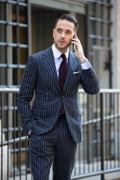 blue pinstripe suit Blue Shirt White Collar, Formal Mens Fashion, Men Formal, Outfit Trends