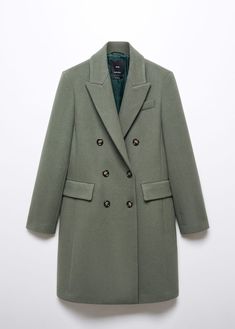 Wool double-breasted coat - Women | Mango USA Mango Coat, Double Breasted Coat Women, Oversized Wool Coat, Wool Coat Women, Fashion Goals, Clothing Pieces, Double Breasted Coat, Mixing Fabrics, Fashion Story