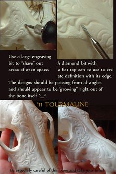 the instructions for how to make an intricate carving