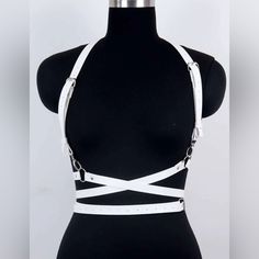 Brand New! Price Is Firm! Women Horse Bridle Belt. Width Is 0.6 Inch And Length Is 107.9 Inch. It Can Be Worn Few Different Ways. Pu Leather. White Color. (Some Photos Show Black Harness Belt But The Listing Is For The White Color) Crochet Harness, White Harness, Black Harness, Fluffy Bucket Hat, Harness Fashion, Wool Blend Socks, Harness Belt, Tan Hat, Gold Costume