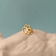 Paw Print, Gold Plate, Plating, Stud Earrings, Gold