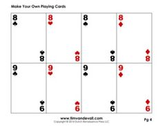 an image of playing cards with the number 8 on them and numbers in each card