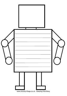 Robot writing frame Robot Templates Free Printable, Robot Writing, Shape Poetry, Robot Printable, Writing Frame, Robot Classroom