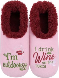 Snoozies Pairable Slipper Socks | House Slippers for Small, I'm Outdoorsy Product Details Gifts For Older Women, Fun Slippers, Cosy Socks, Non Slip Socks, Cute Slippers, Presents For Women, Comfortable Slippers, Slippers For Women, Fuzzy Slippers